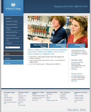 whitley college drupal website screenshot